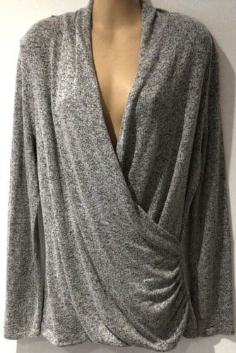 DEANE & WHITE GREY SOFT KNIT WRAP JUMPER SIZE M 12