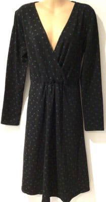 DOROTHY PERKINS BLACK/GREEN HEART PRINT MATERNITY & NURSING DRESS BNWT SIZE 16