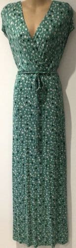 DOROTHY PERKINS GREEN FLORAL NURSING/MATERNITY JERSEY MAXI DRESS SIZE 12