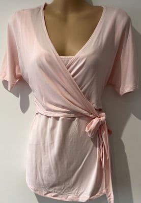 DOROTHY PERKINS MATERNITY PINK WRAP TIE TOP SIZE M 12/14