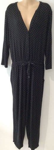 EDITORS CUT STITCH FIX BLACK SPOTTY BUTTON JERSEY JUMPSUIT SIZE 18