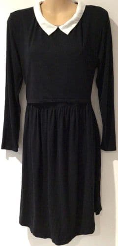 ENVIE DE FRAISE BLACK COLLAR MATERNITY/NURSING JERSEY DRESS SIZE 16/18