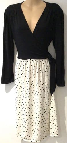ENVIE DE FRAISE BLACK/IVORY SPOT MATERNITY & NURSING DRESS SIZE 12/14