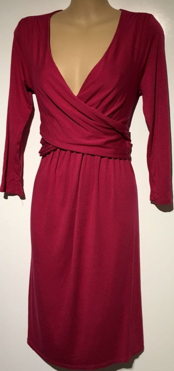 ENVIE DE FRAISE RASPBERRY PINK 3/4 MATERNITY & NURSING JERSEY DRESS SIZE 14/16