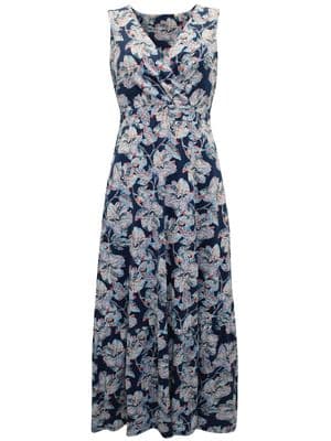 EX SEASALT BLUE BEACH GLASS FLORAL JERSEY MAXI WRAP DRESS NEW SIZES 6 & 8