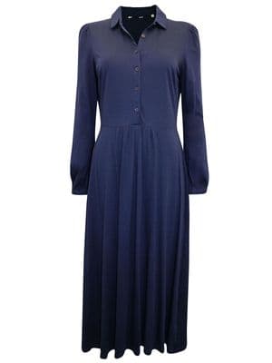 ex SEASALT NAVY BLUE JERSEY MIDI SHIRT DRESS NEW SIZE 10
