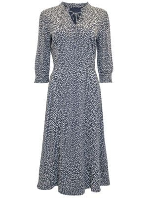 EX SEASALT NAVY MOON & STAR PRINT FELICITY JERSEY TEA DRESS SIZES 10-18