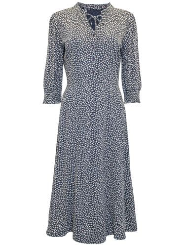 EX SEASALT NAVY MOON & STAR PRINT FELICITY JERSEY TEA DRESS SIZES 10-18