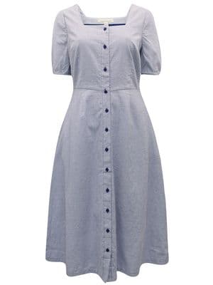 EX SEASALT RIVER SWIM STRIPE SQUARE NECK COTTON DRESS SIZE 8
