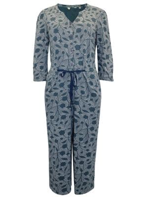 EX SEASALT ROSE TRELLIS TEAL RUNNING STITCH BUTTON JUMPSUIT NEW SIZES 6-22
