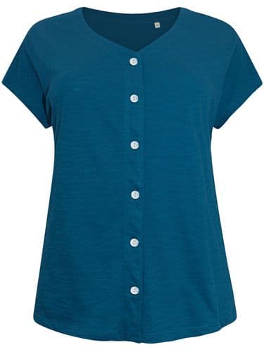 EX SEASALT TEAL JERSEY BUTTON FRONT TOP NEW SIZES 8-28