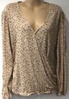 FAT FACE BEIGE FLORAL JERSEY WRAP TOP SIZE 12