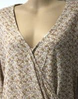 FAT FACE BEIGE FLORAL JERSEY WRAP TOP SIZE 12