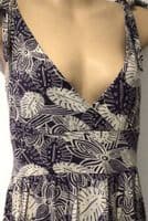 FAT FACE BEIGE/PURPLE WRAP JERSEY SUN DRESS SIZE 12