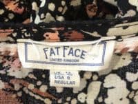FAT FACE BLACK/CORAL FLORAL BUTTON TUNIC SHIRT DRESS SIZE 12