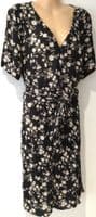FAT FACE BLACK/IVORY FLORAL BUTTON SHIRT DRESS SIZE 16