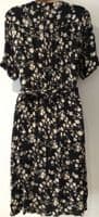 FAT FACE BLACK/IVORY FLORAL BUTTON SHIRT DRESS SIZE 16