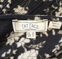 FAT FACE BLACK/IVORY FLORAL BUTTON SHIRT DRESS SIZE 16