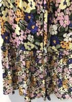 FAT FACE BLACK/PINK FLORAL BUTTON SHIRT MIDI DRESS SIZE 14