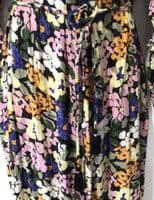 FAT FACE BLACK/PINK FLORAL BUTTON SHIRT MIDI DRESS SIZE 14