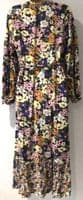 FAT FACE BLACK/PINK FLORAL BUTTON SHIRT MIDI DRESS SIZE 14