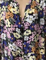 FAT FACE BLACK/PINK FLORAL BUTTON SHIRT MIDI DRESS SIZE 14