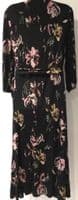 FAT FACE BLACK/PINK FLORAL WRAP JERSEY DRESS SIZE 12