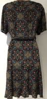 FAT FACE BLACK/TEAL TEXTURED WRAP DRESS SIZE 10