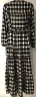 FAT FACE BLACK/WHITE CHECKED BUTTON SHIRT MIDI DRESS SIZE 12