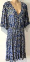 FAT FACE BLUE JERSEY BUTTON CHEST TUNIC DRESS SIZE 20