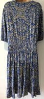 FAT FACE BLUE JERSEY BUTTON CHEST TUNIC DRESS SIZE 20