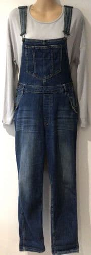 FAT FACE BLUE STRETCH DENIM STRAIGHT DUNGAREES SIZE 12