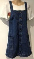 FAT FACE DENIM BUTTONED PINAFORE DRESS WITH POCKETS SIZE 10