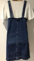 FAT FACE DENIM BUTTONED PINAFORE DRESS WITH POCKETS SIZE 10