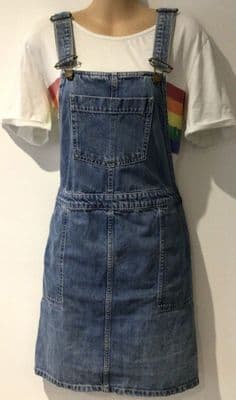 FAT FACE DENIM DUNGAREE DRESS WITH POCKETS SIZE 12