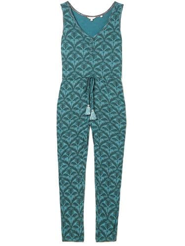 FAT FACE GREEN PALM PRINT JOANNA BUTTON JUMPSUIT NEW SIZES 8 & 14