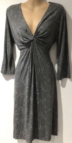FAT FACE GREY DRAGONFLY WRAP JERSEY DRESS SIZE 12