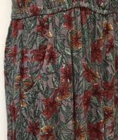 FAT FACE GREY TROPICAL FLOWER BUTTON CROP DUNGAREES/JUMPSUIT SIZE 12