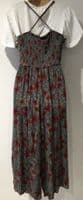 FAT FACE GREY TROPICAL FLOWER BUTTON CROP DUNGAREES/JUMPSUIT SIZE 12