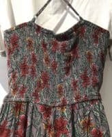 FAT FACE GREY TROPICAL FLOWER BUTTON CROP DUNGAREES/JUMPSUIT SIZE 12