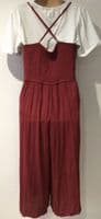 FAT FACE MAROON BUTTON CROP DUNGAREES/JUMPSUIT SIZES 12 & 16