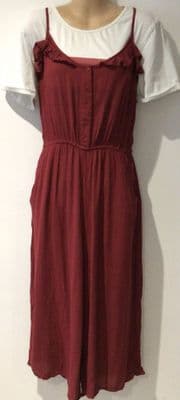 FAT FACE MAROON BUTTON CROP DUNGAREES/JUMPSUIT SIZES 12 & 16