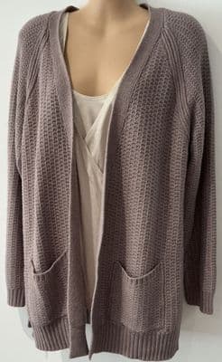 FAT FACE MAUVE KNIT CARDIGAN WITH POCKETS SIZE 12