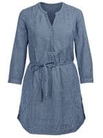 FAT FACE NAVY COTTON CHECK BELTED SHIRT TUNIC DRESS NEW SIZE 12