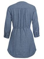FAT FACE NAVY COTTON CHECK BELTED SHIRT TUNIC DRESS NEW SIZE 12