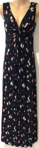 FAT FACE NAVY FLORAL TWIST MAXI DRESS SIZE 10