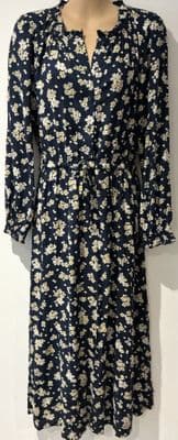 FAT FACE  NAVY GIANT DAISY PRINT BUTTON SHIRT MIDI DRESS SIZE 12
