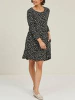 FAT FACE NINA BLACK DAISY BUTTONED TUNIC DRESS WITH POCKETS SIZE 12