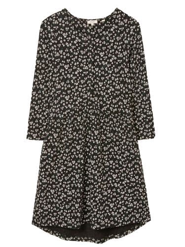 FAT FACE NINA BLACK DAISY BUTTONED TUNIC DRESS WITH POCKETS SIZE 12