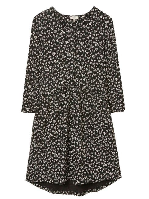 FAT FACE NINA BLACK DAISY BUTTONED TUNIC DRESS WITH POCKETS SIZE 12